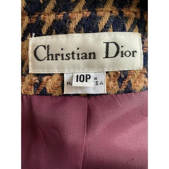 Vintage 1980 Christian Dior Herringbone Wool 2pc Set - Picture 9 of 10